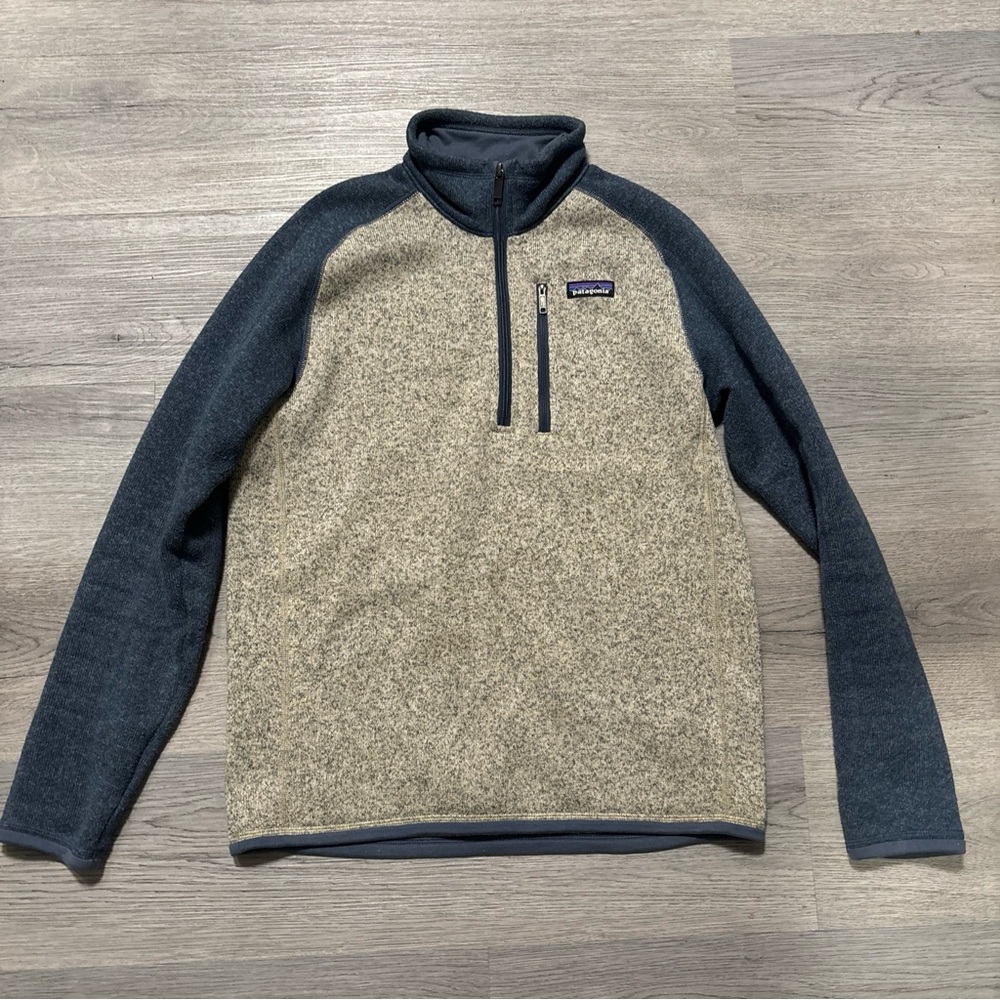 Patagonia Gray and Blue Better Sweater Fleece Quarter Zip Pullover Small